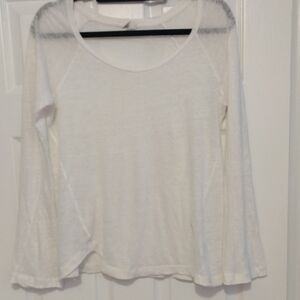 Ag Adriana Goldschmied Cream Long Sleeve 100% Linen Top